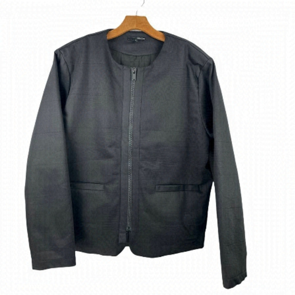 OAK + Fort Black Cotton Padded Zip Jacket w/ Horizontal Stitch Size M - Picture 2 of 7